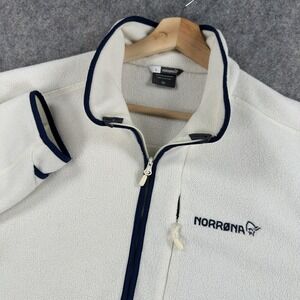 Norrøna Warm2 Pullover Mens Large White Polartec Fleece Quarter Zip Hiking
